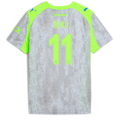 Maglia Third Manchester City per bambini 2025/26 a con stampa di DOKU 11 Printing