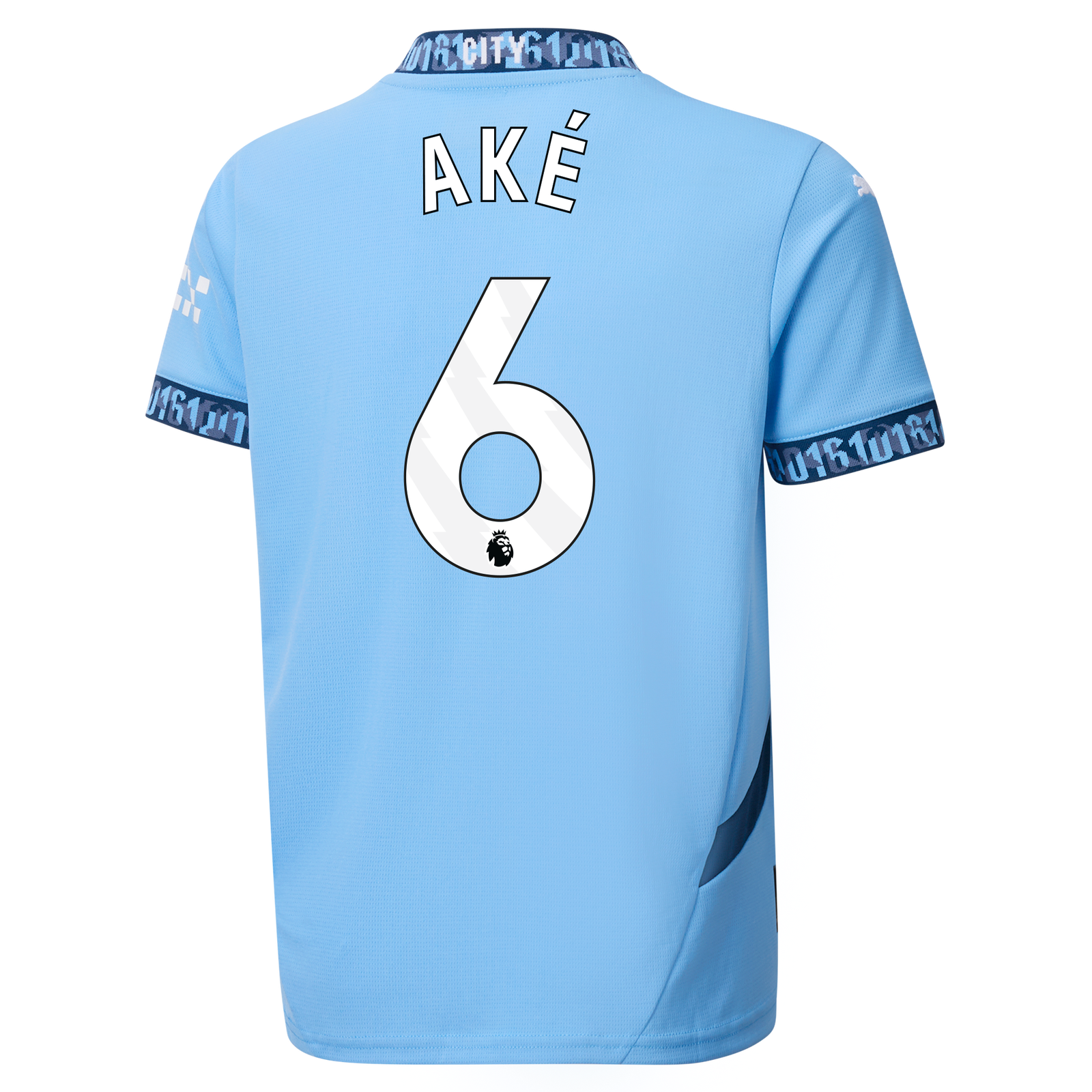 Kids' Manchester City Home Jersey 2024/25 With AKÉ 6 Printing