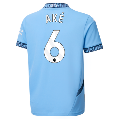 Kids' Manchester City Home Jersey 2024/25 With AKÉ 6 Printing