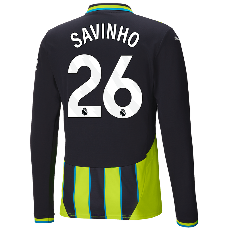 Man City Away Jersey 24/25 Long Sleeve With SAVINHO 26 Printing new navy - Size M from polyester for males  - Official Manchester City FC store