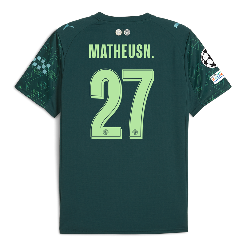 Man City EA SPORTS FC Jersey 2025/26 With MATHEUS N. 27 Printing green - Check out all Manchester City t-shirts online - Official Manchester City FC store