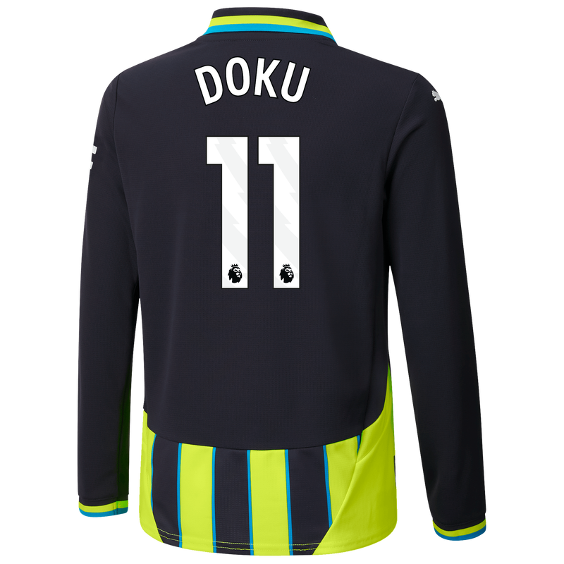 Kids' Man City Away Jersey 24/25 Long Sleeve  With DOKU 11 Printing new navy - Check out all Manchester City t-shirts online