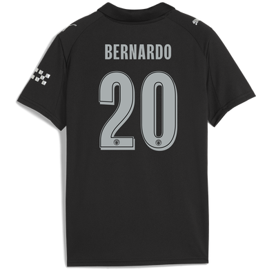 Kids' Manchester City Away Jersey 2025/26 With BERNARDO 20 Printing