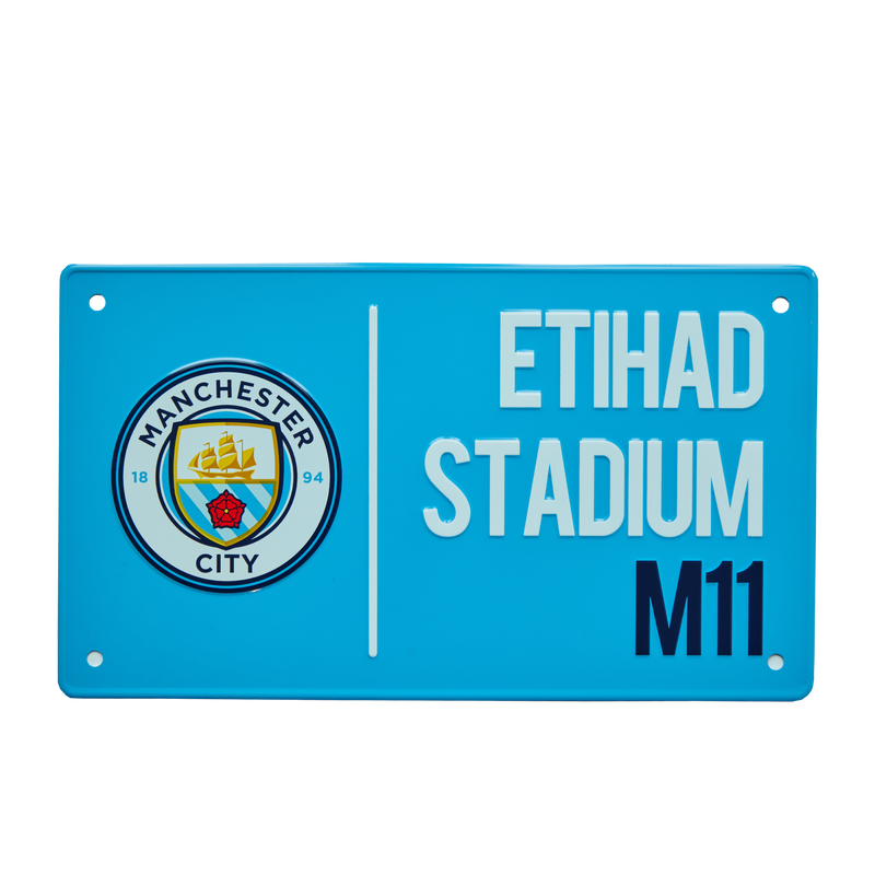 MCFC FW CREST METAL STREET SIGN - blue