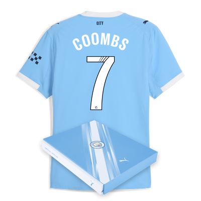 Manchester City Home Authentic Jersey 2025/26 With COOMBS 7 Printing in Gift Box