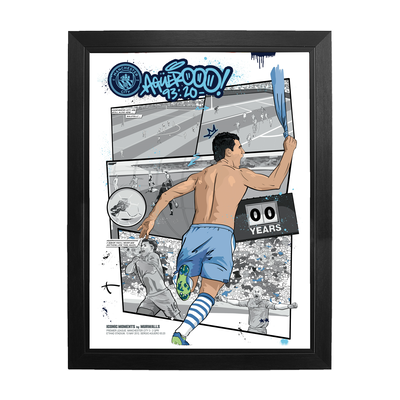 Manchester City x Murwalls Sergio Agüero Iconic Moments Framed Print
