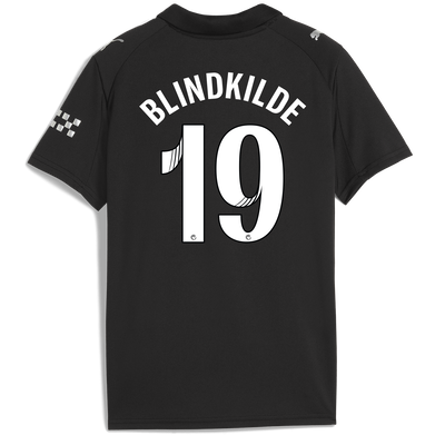 Kids' Manchester City Away Jersey 2025/26 With BLINDKILDE 19 Printing