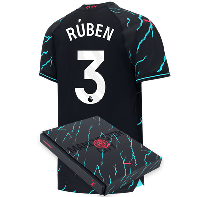 Camiseta Authentic 3ª Equipación Manchester City 2023/24 con estampado de RÚBEN 3 en caja de regalo