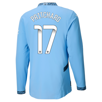 Manchester City Authentic Home Jersey 2024/25 Long Sleeve With PRITCHARD 17 Printing