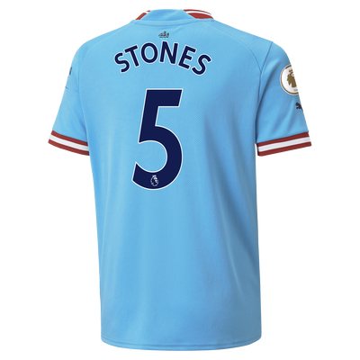 Kids' Manchester City Home Jersey 22/23 with STONES 5 printing