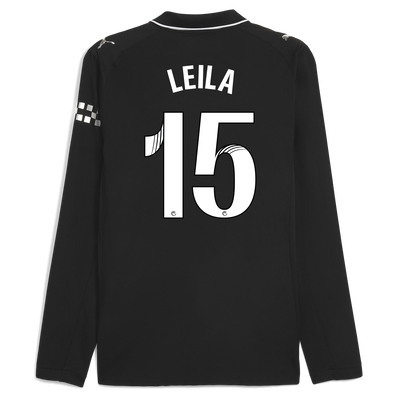Manchester City Away Authentic Jersey 2025/26 Long Sleeve With LEILA 15 Printing