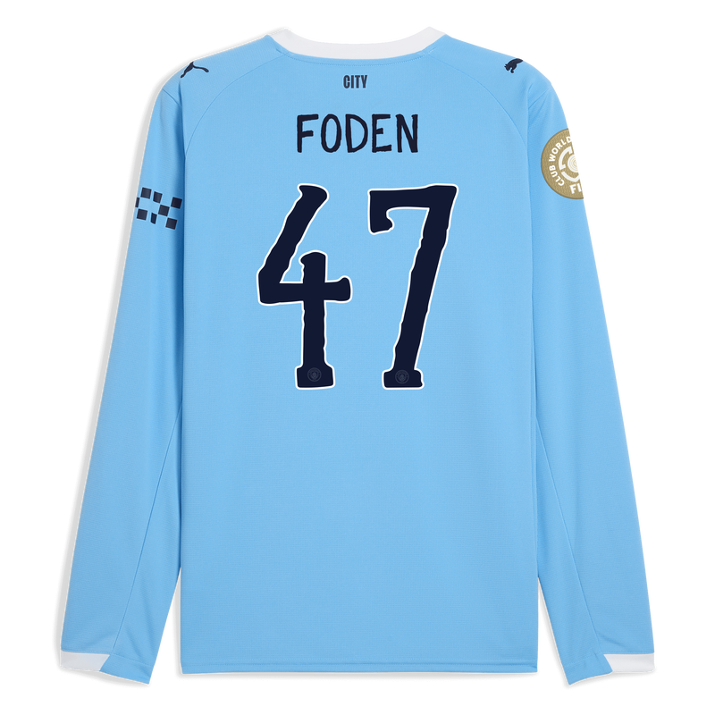 Man City Home Jersey 2025/26 Long Sleeve With FODEN 47 Printing  blue - Check out all Manchester City t-shirts online - Official Manchester City FC store