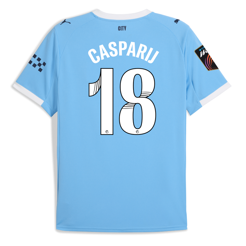 Man City Home Jersey 2025/26 With CASPARIJ 18 Printing  blue - Check out all Manchester City t-shirts online - Official Manchester City FC store