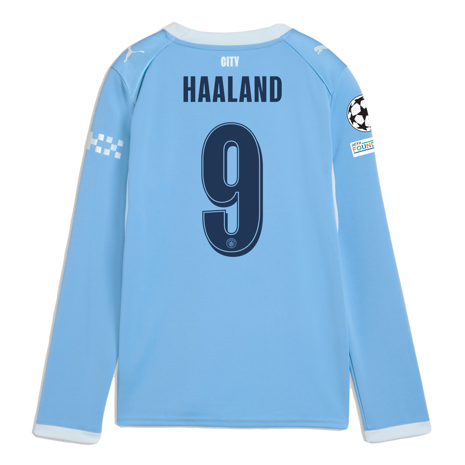 Kids' Manchester City Home Jersey 2026/27 Long Sleeve With HAALAND