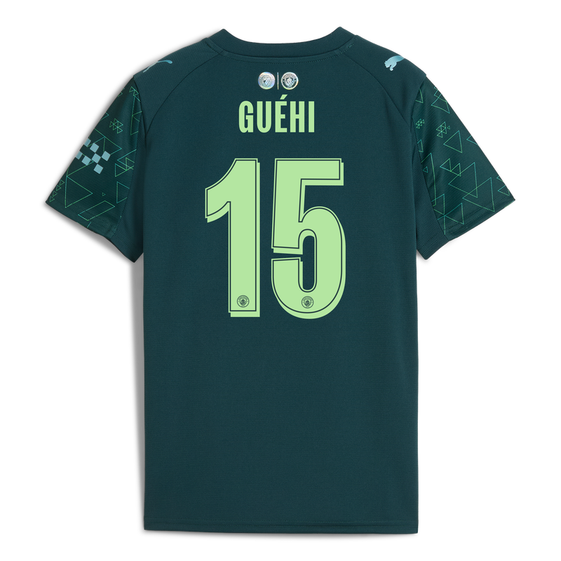 Kids' Man City EA SPORTS FC Jersey 2025/26 With GUÉHI 15 Printing green - Check out all Manchester City t-shirts online - Official Manchester City FC store