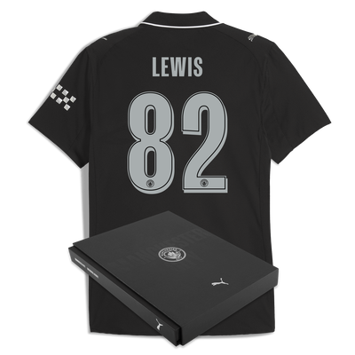 Manchester City Away Authentic Jersey 2025/26 With LEWIS 82 Printing in Gift Box