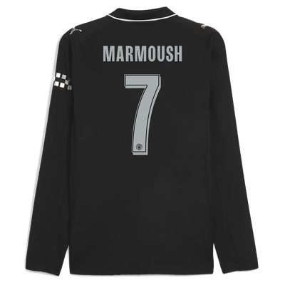 Manchester City Away Authentic Jersey 2025/26 Long Sleeve With MARMOUSH 7 Printing