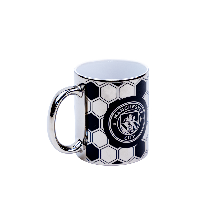 MCFC FOOTBALL PATTERN MUG - silver