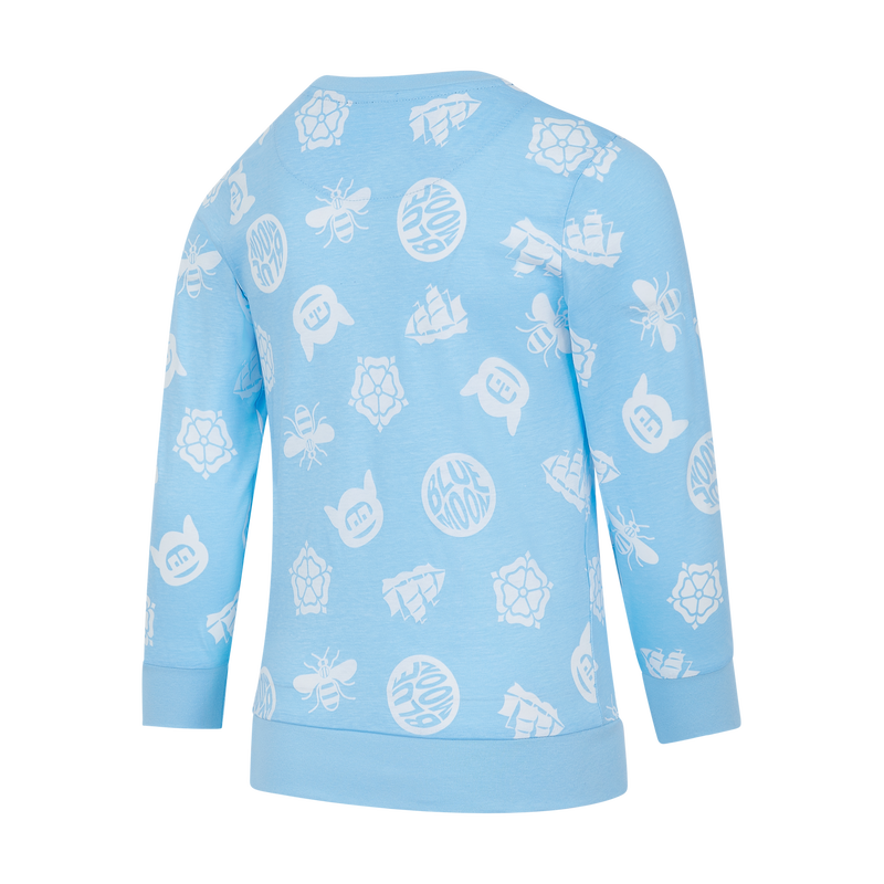 MCFC FW KIDS GLOW GLYPH AOP LS PJ - blue