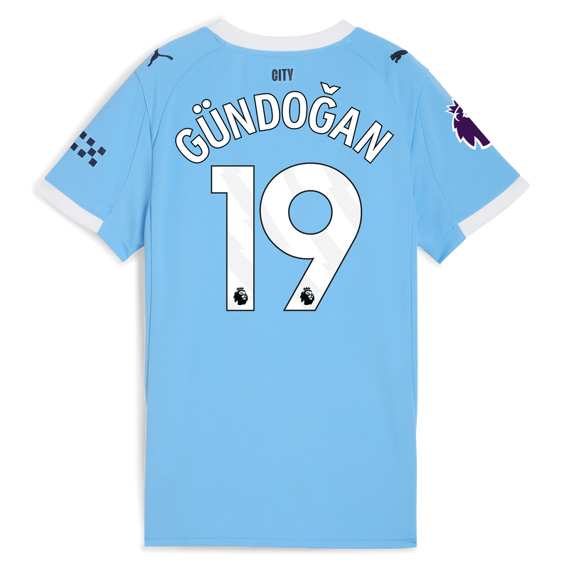Women's Man City Home Jersey 2025/26 With GÜNDOĞAN 19 Printing  blue - Size M from polyester for females  - Official Manchester City FC store