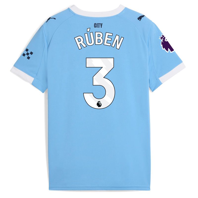 Kids' Man City Home Jersey 2025/26 With RÚBEN 3 Printing  blue unisex - Size 11/12 from polyester  - Official Manchester City FC store