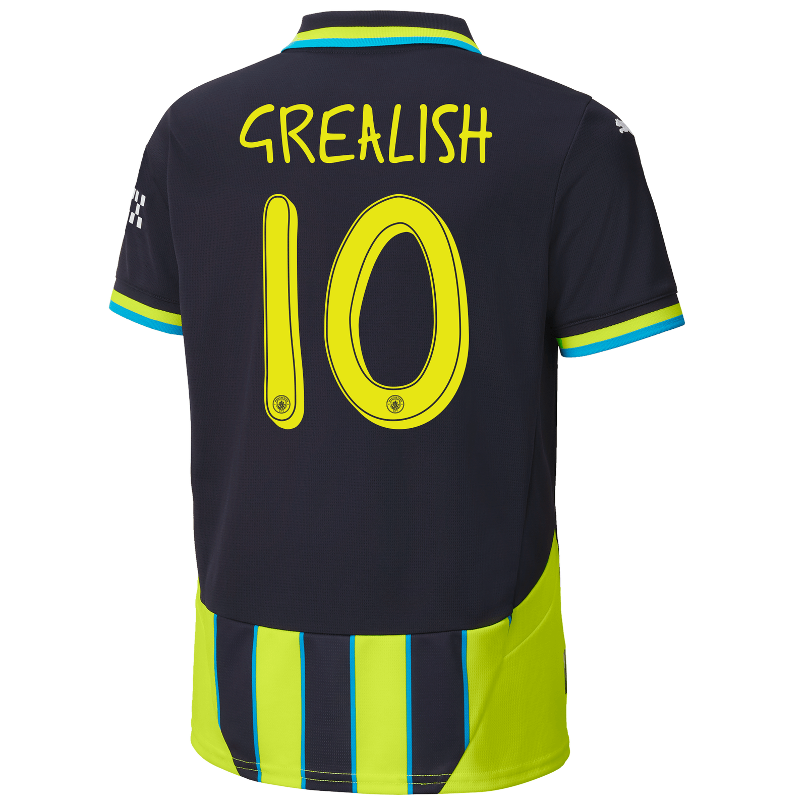Kids' Manchester City Away Jersey 2024/25 With GREALISH 10 Printing