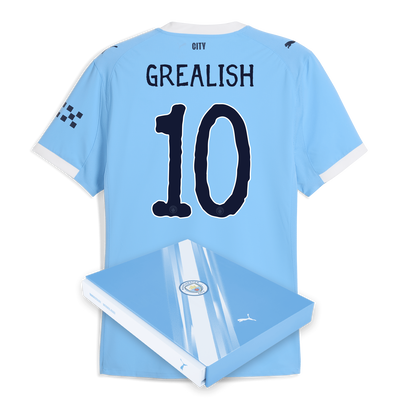 Manchester City Home Authentic Jersey 2025/26 With GREALISH 10 Printing in Gift Box