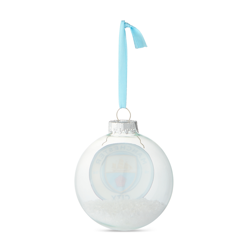 MCFC SNOW FILLED BAUBLE - transparent
