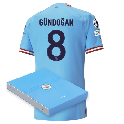 Manchester City Authentic Home Jersey 22/23 with GÜNDOĞAN 8 printing in Gift Box