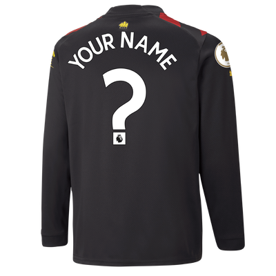 Kids' Manchester City Away Jersey 2022/23 long sleeve with custom printing
