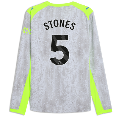 Manchester City Third Authentic Jersey 2025/26 Long Sleeve With STONES 5 Printing