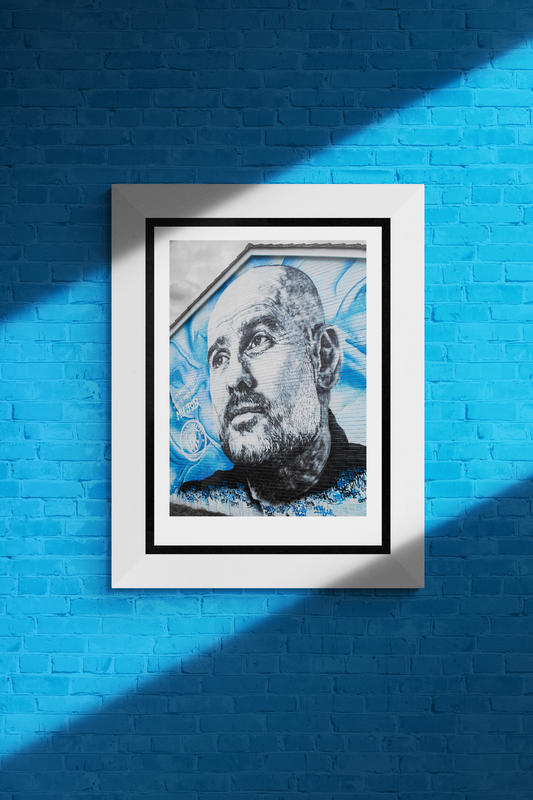 MCFC FW GUARDIOLA WALL MURAL POSTER - blue
