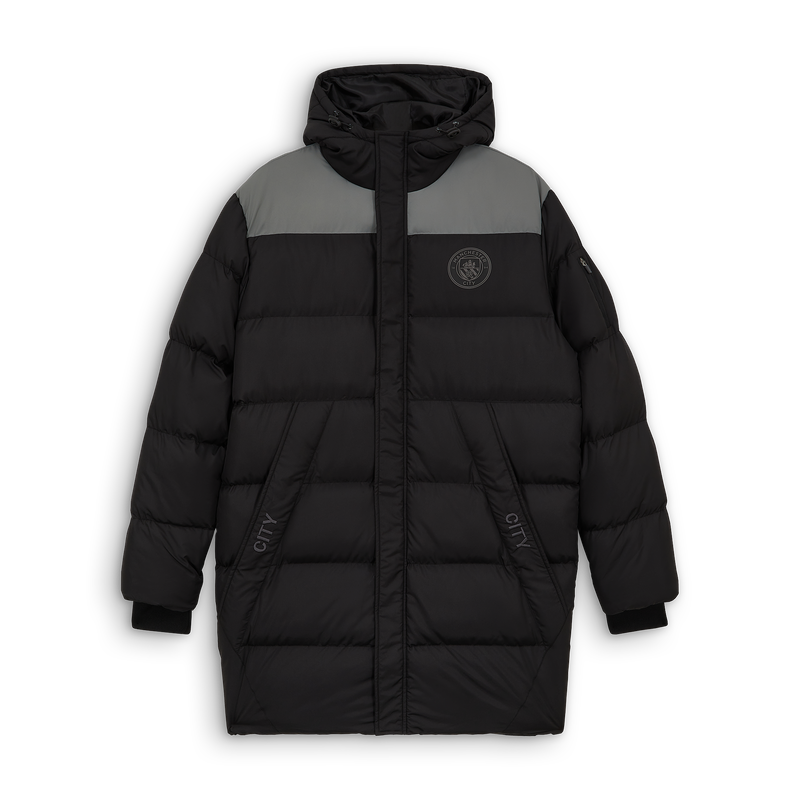 MCFC MENS LONGLINE PADDED JACKET - black