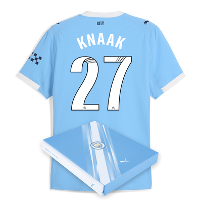 Manchester City Home Authentic Jersey 2025/26 With KNAAK 27 Printing in Gift Box