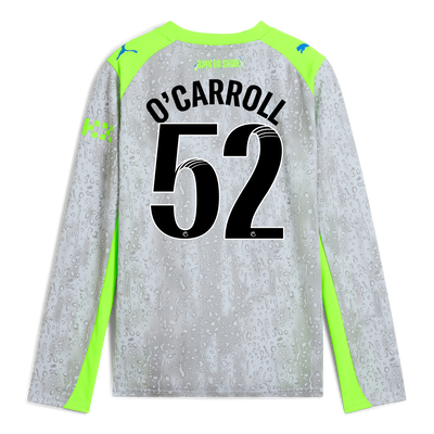 Camiseta Manchester City Tercera para niños 2025/26 de manga larga con estampado de O'CARROL 52 Printing