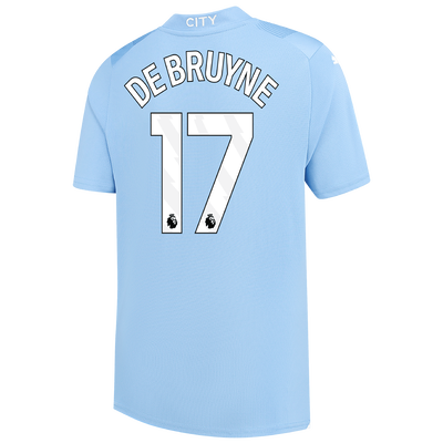 Kids' Manchester City Home Jersey 2023/24 with DE BRUYNE 17 printing