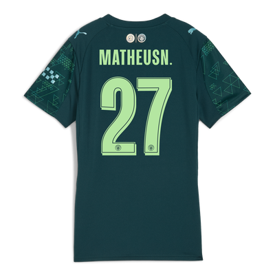 Camiseta para mujer Manchester City EA SPORTS FC 2025/26 con estampado MATHEUS N. 27