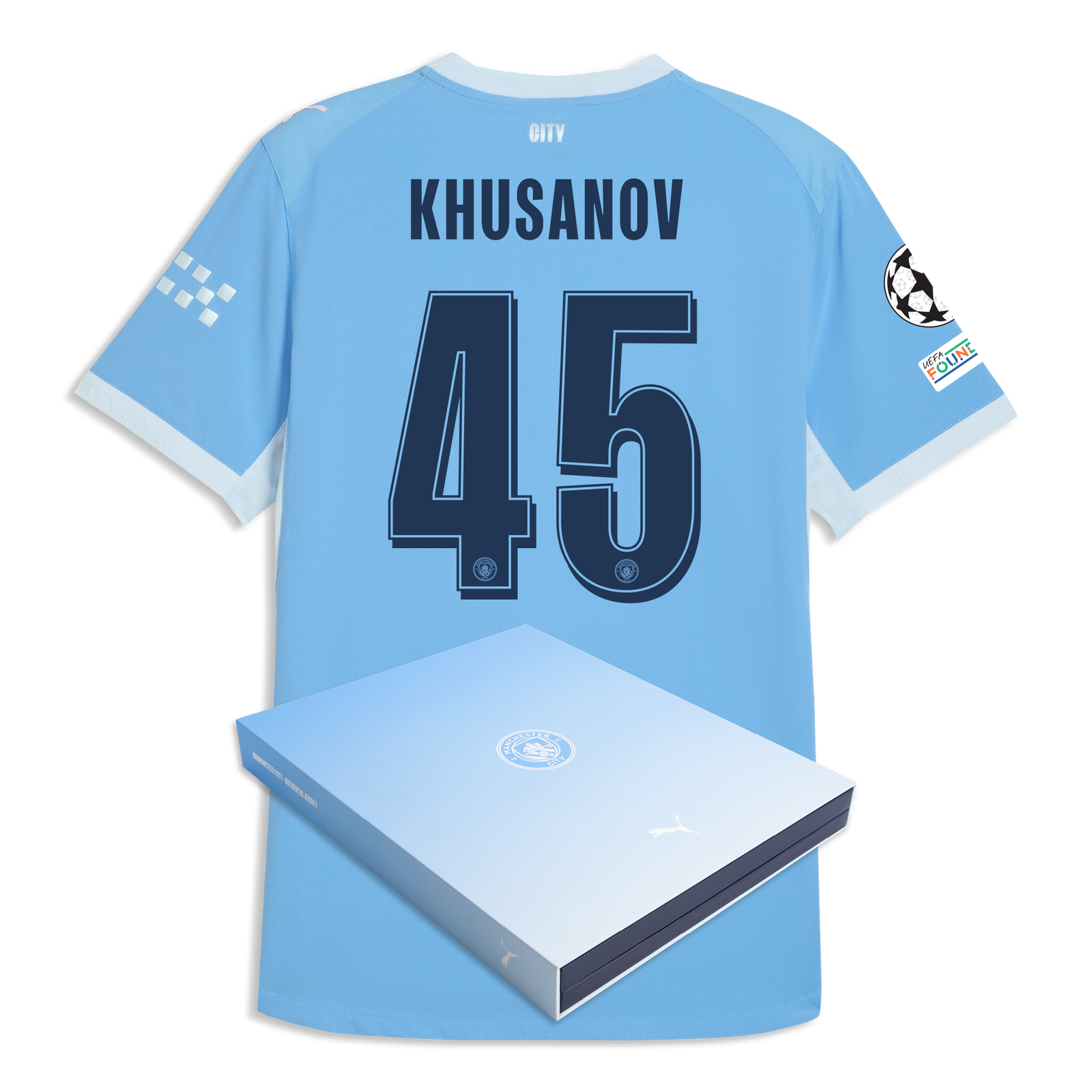 Manchester City Home Authentic Jersey 2026/27 With KHUSANOV 45