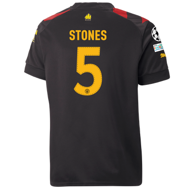 Kids' Manchester City Away Jersey 2022/23 with STONES 5 printing