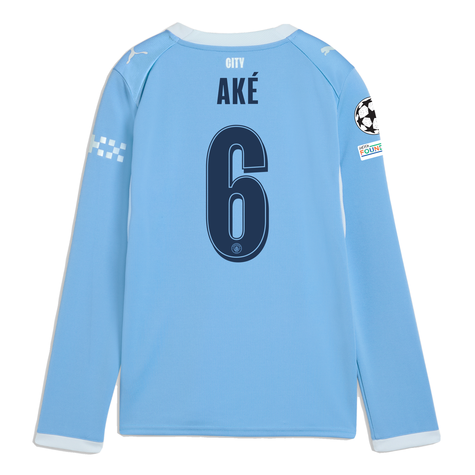 Kids' Manchester City Home Jersey 2026/27 Long Sleeve With AKÉ 6