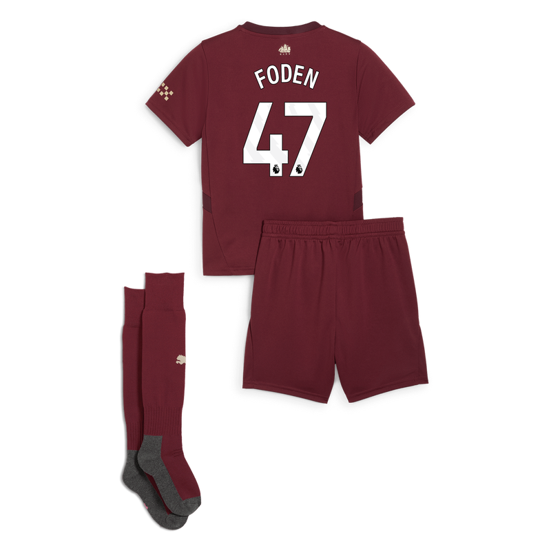 Man City 3rd Mini Kit 24/25 With FODEN 47 Printing burgundy unisex - Size 2/3 from polyester  - Official Manchester City FC store