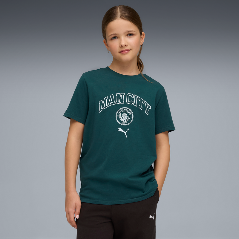 MCFC LW KIDS FTBLCULTURE TEE - Green Terrain-Sea Glass