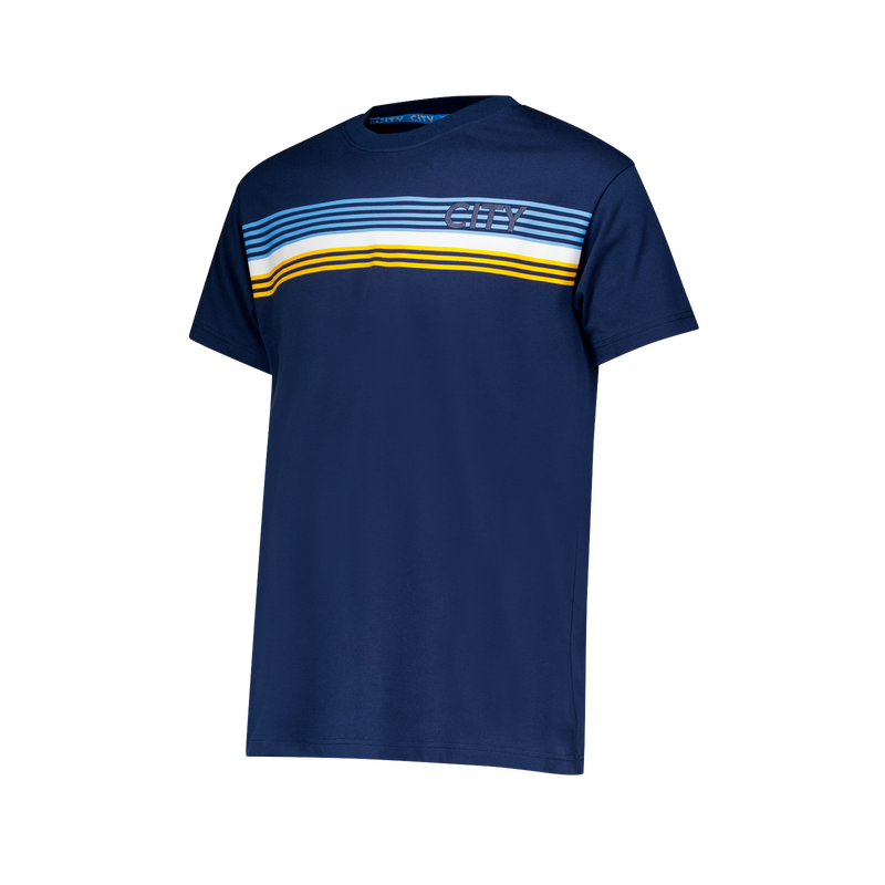 MCFC FW MENS CITY STRIPE TEE - navy