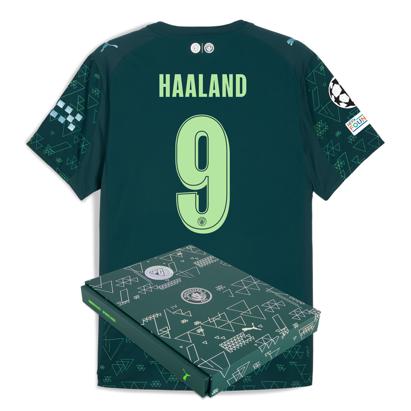 Man City EA SPORTS FC Authentic Jersey 2025/26 With HAALAND 9 Printing in Gift Box green - Size L from polyester for males
