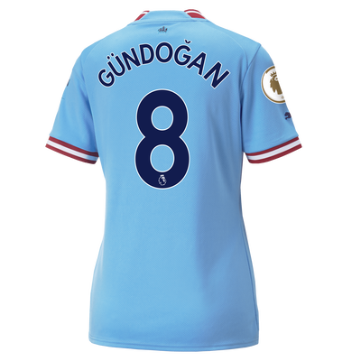 Women's Manchester City Home Jersey 22/23 with GÜNDOĞAN 8 printing