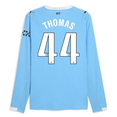 Manchester City Home Authentic Jersey 2025/26 Long Sleeve With THOMAS 44 Printing