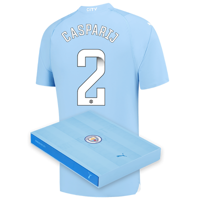 Manchester City Authentic Heimtrikot 2023/24 mit CASPARIJ 2 Aufdruck in Geschenkbox