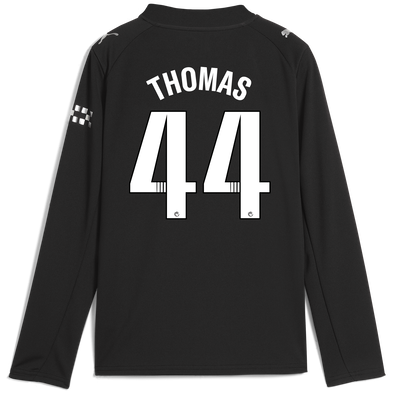 Kids' Manchester City Away Jersey 2025/26 Long Sleeve With THOMAS 44 Printing
