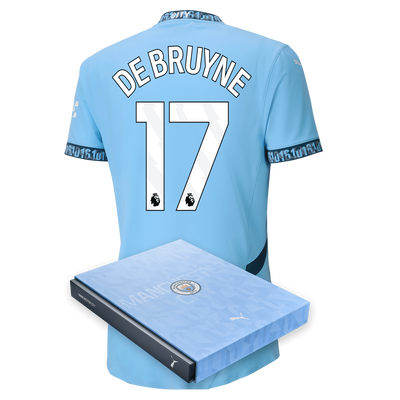 Manchester City Authentic Home Jersey 2024/25 with DE BRUYNE 17 printing in Gift Box