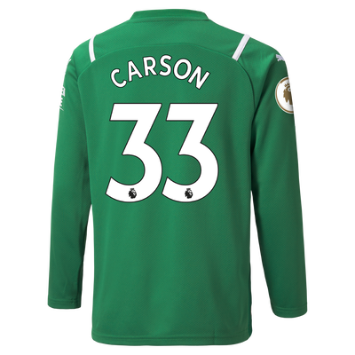 Kids Manchester City Goalkeeper Shirt 21/22 with Scott Carson printing